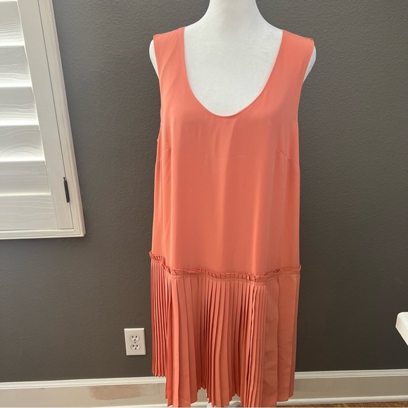 NWT Banana Republic Peach Pleated Drop Waist Dress - Picture 5 of 11